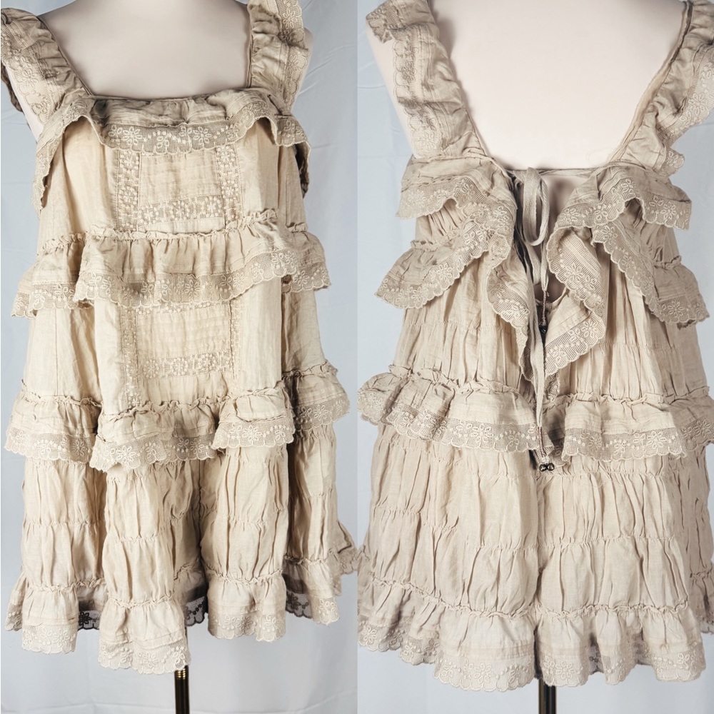 Chic Beige Ruffled Romper